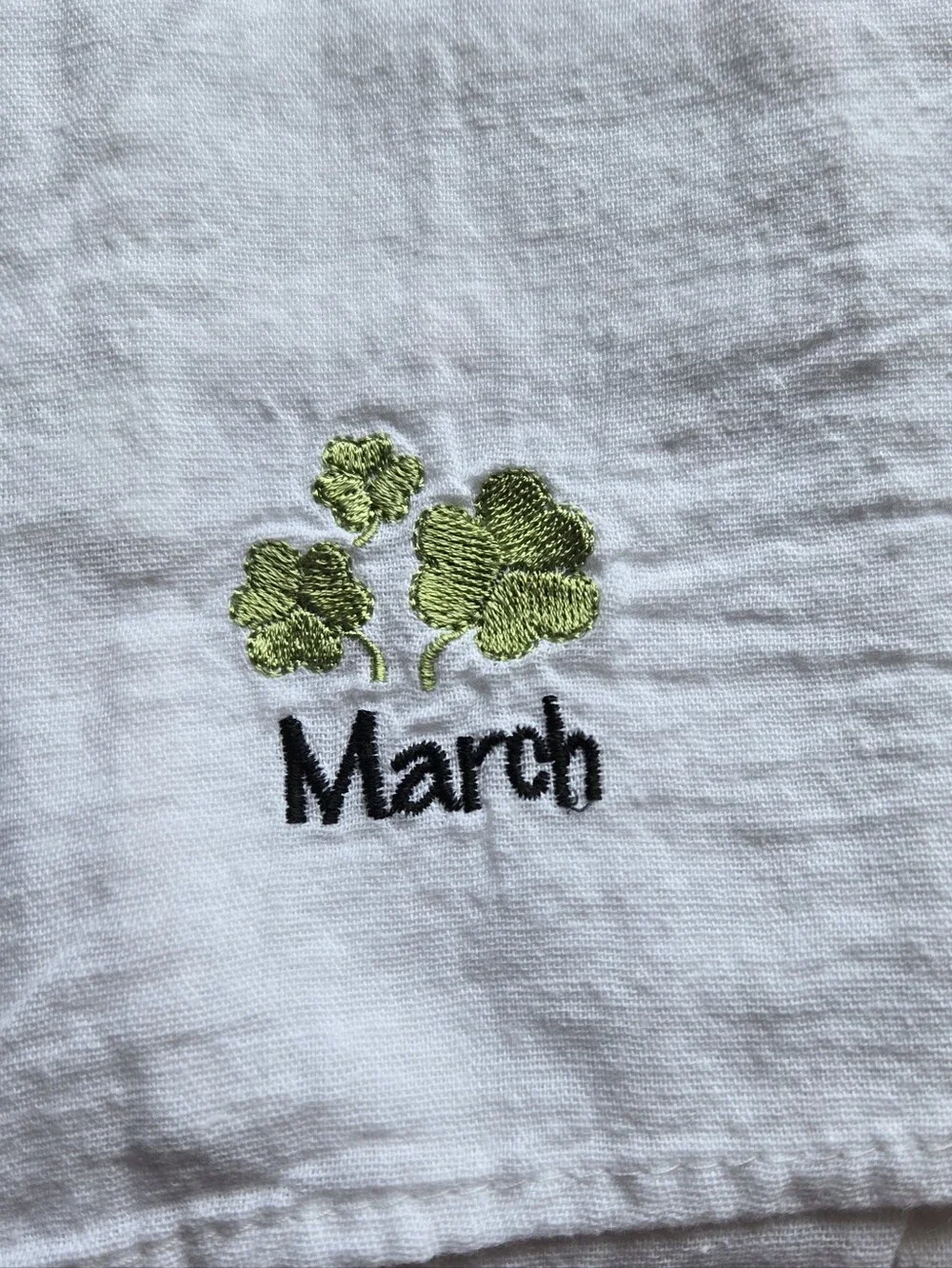 White Embroidered Months Hand Towels